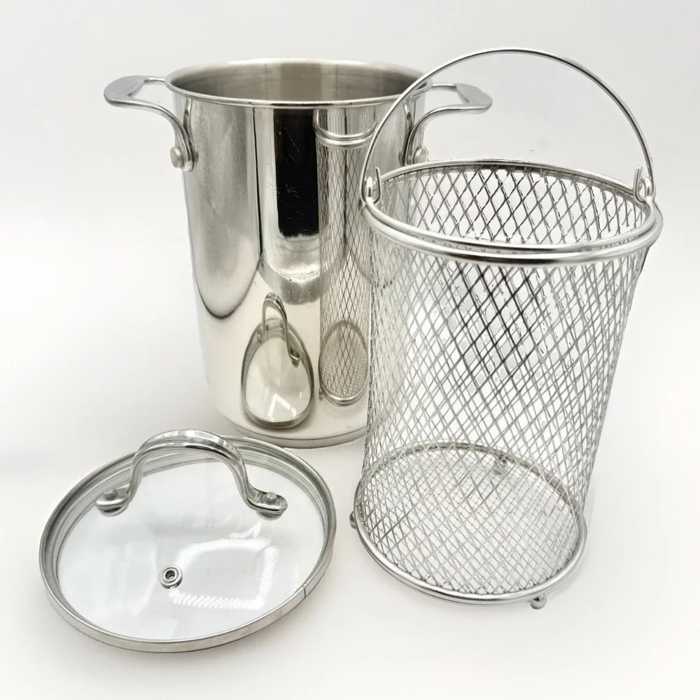Crate & Barrel Pot Steamer / Pasta Cooker Stainless Steel 3qt 207-713 Asparagus
